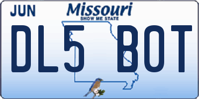 MO license plate DL5B0T