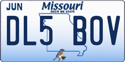 MO license plate DL5B0V