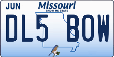 MO license plate DL5B0W