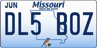 MO license plate DL5B0Z
