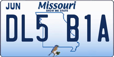 MO license plate DL5B1A