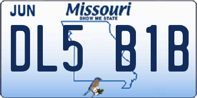 MO license plate DL5B1B