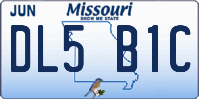 MO license plate DL5B1C