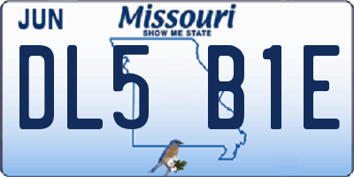 MO license plate DL5B1E