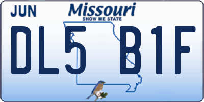 MO license plate DL5B1F