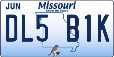MO license plate DL5B1K