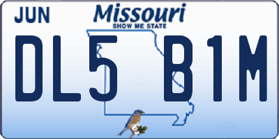 MO license plate DL5B1M