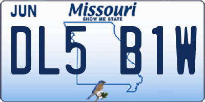 MO license plate DL5B1W