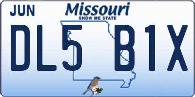 MO license plate DL5B1X