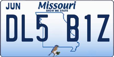 MO license plate DL5B1Z