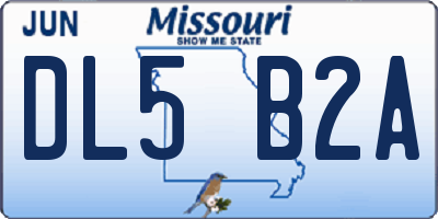 MO license plate DL5B2A