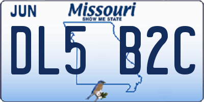 MO license plate DL5B2C