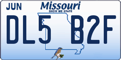 MO license plate DL5B2F