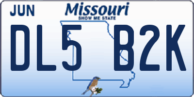 MO license plate DL5B2K