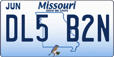 MO license plate DL5B2N