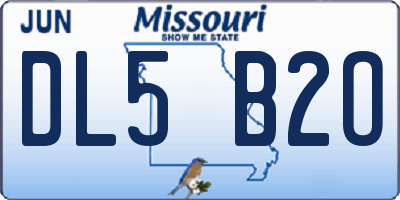 MO license plate DL5B2O