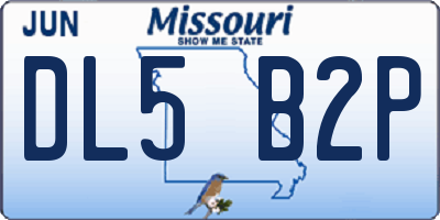 MO license plate DL5B2P