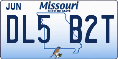 MO license plate DL5B2T
