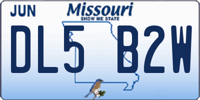 MO license plate DL5B2W