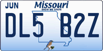 MO license plate DL5B2Z