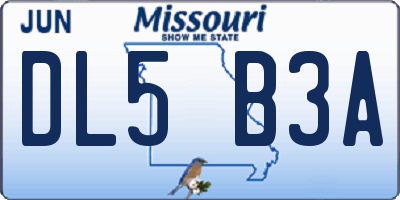 MO license plate DL5B3A
