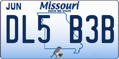 MO license plate DL5B3B