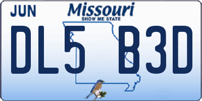 MO license plate DL5B3D