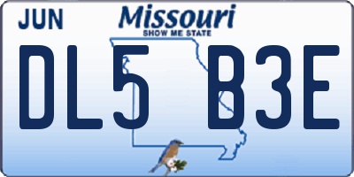 MO license plate DL5B3E