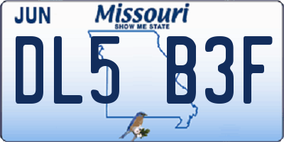 MO license plate DL5B3F