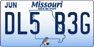 MO license plate DL5B3G
