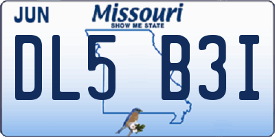 MO license plate DL5B3I