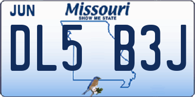 MO license plate DL5B3J
