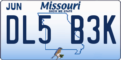 MO license plate DL5B3K
