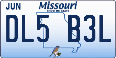 MO license plate DL5B3L