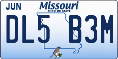 MO license plate DL5B3M