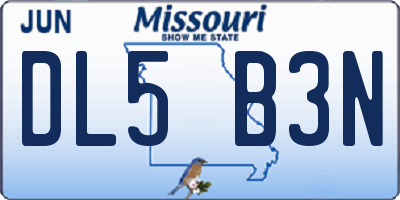 MO license plate DL5B3N