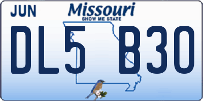 MO license plate DL5B3O