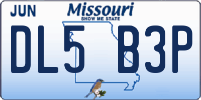 MO license plate DL5B3P