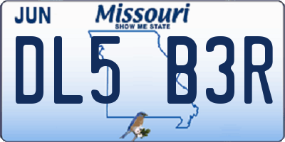 MO license plate DL5B3R