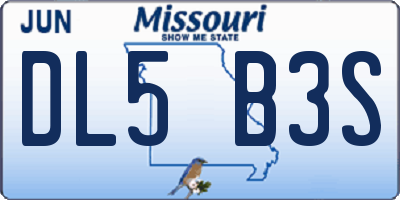 MO license plate DL5B3S