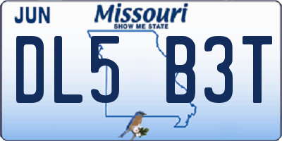 MO license plate DL5B3T