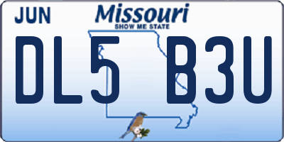 MO license plate DL5B3U