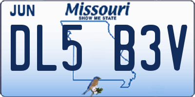 MO license plate DL5B3V