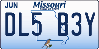 MO license plate DL5B3Y