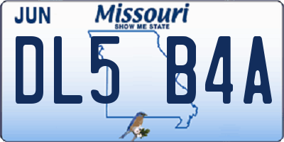 MO license plate DL5B4A