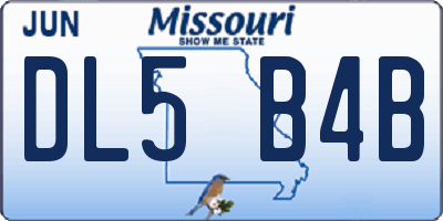 MO license plate DL5B4B