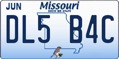 MO license plate DL5B4C