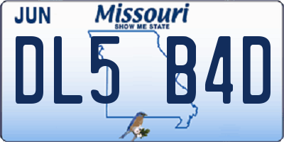 MO license plate DL5B4D