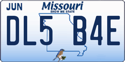 MO license plate DL5B4E