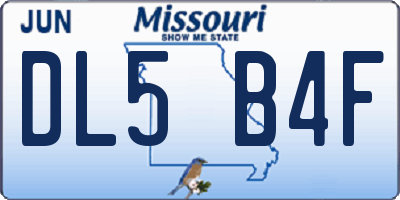 MO license plate DL5B4F